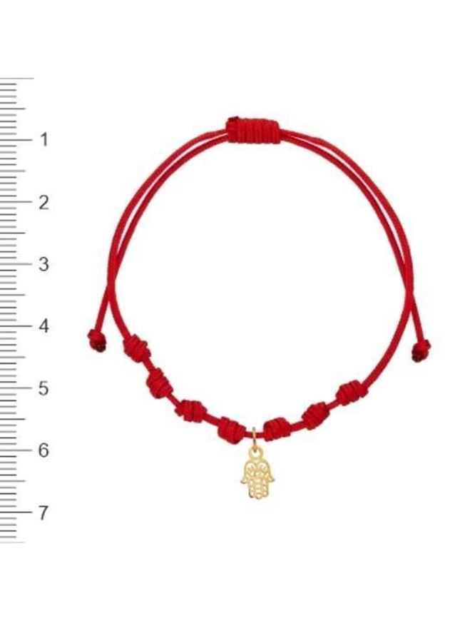 Foto de Pulsera 7 nudos mano Hamsa mini nylon en oro amarillo 18kt