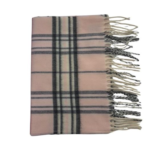 Picture of Bufanda cuadro de gales rosa y gris 30x180cm