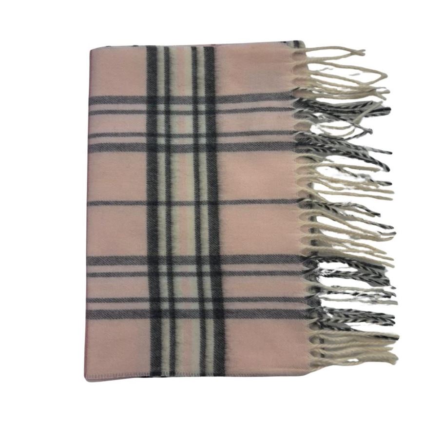 Foto de Bufanda cuadro de gales rosa y gris 30x180cm