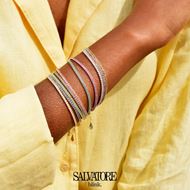 Foto de Pulsera Blink plata chapado dorado circonitas brillantes paraiba 15+3cm