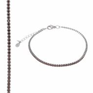Foto de Pulsera Blink plata rodio circonitas brillantes rodonita 15+3cm