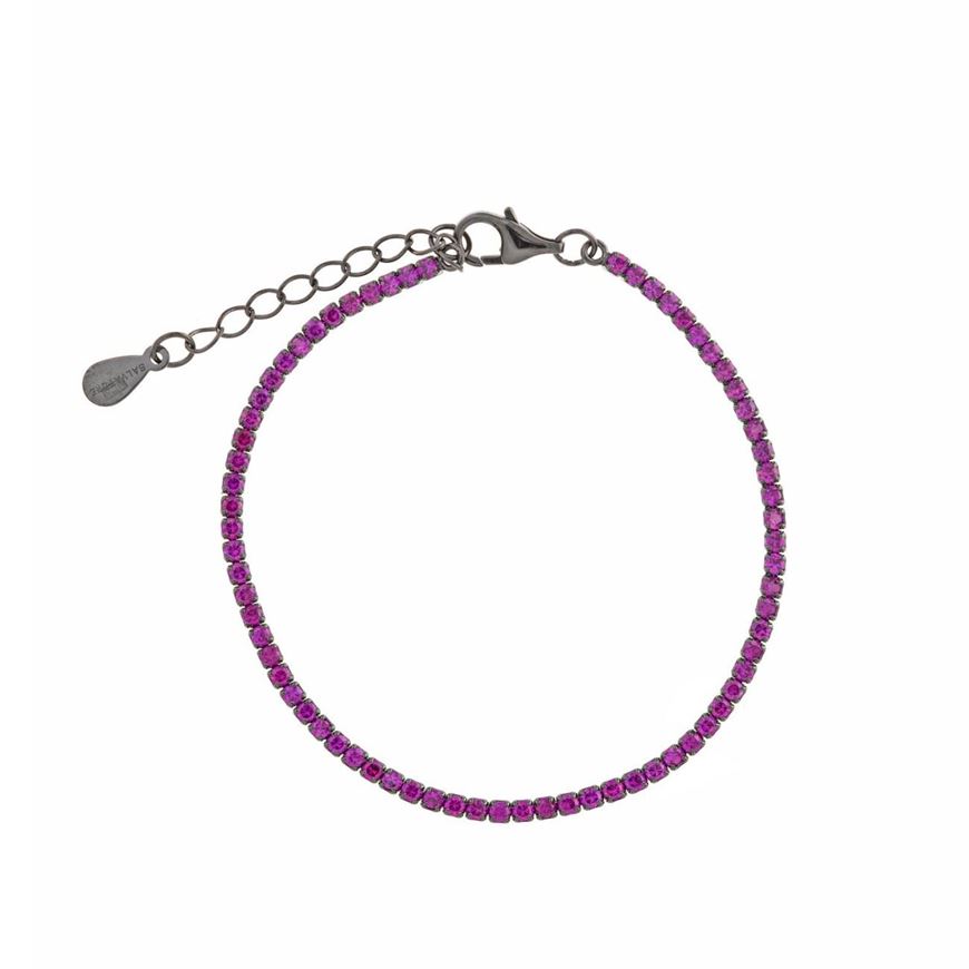 Foto de Pulsera Blink de plata baño rutenio con circonitas rubi