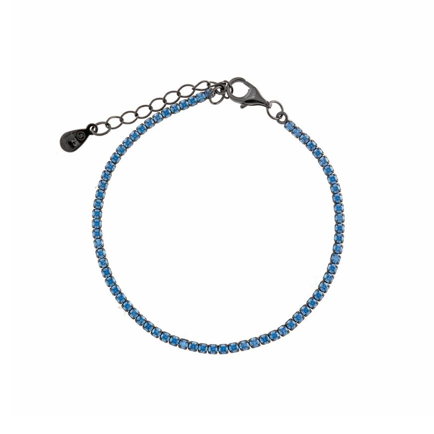 Foto de Pulsera Blink riviere de plata rodiada con circonitas azules