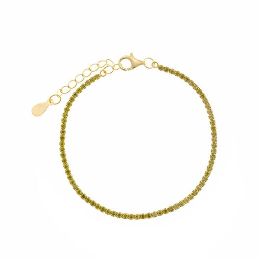 Mostrar los datos de Pulsera Blink riviere de plata baño oro con circonitas verde peridoto Foto de Pulsera Blink riviere de plata baño oro con circonitas verde peridoto