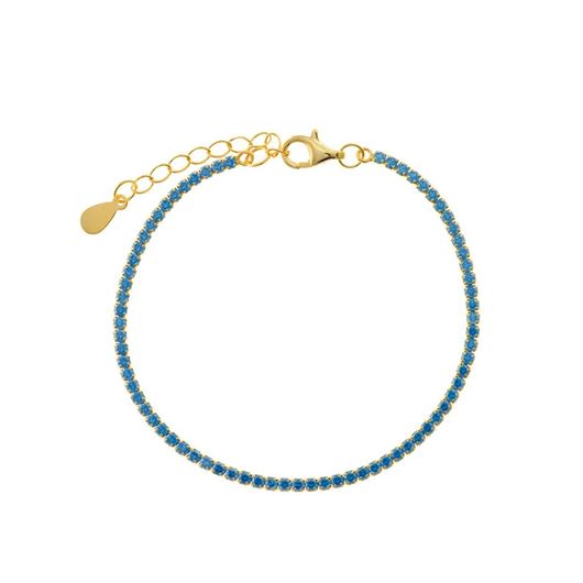 Foto de Pulsera Blink riviere de plata baño oro con circonitas azul claro