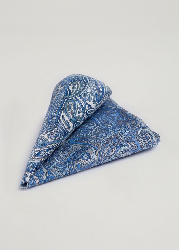 Foto de Pañuelo bolsillo estampado paisley tonos azules