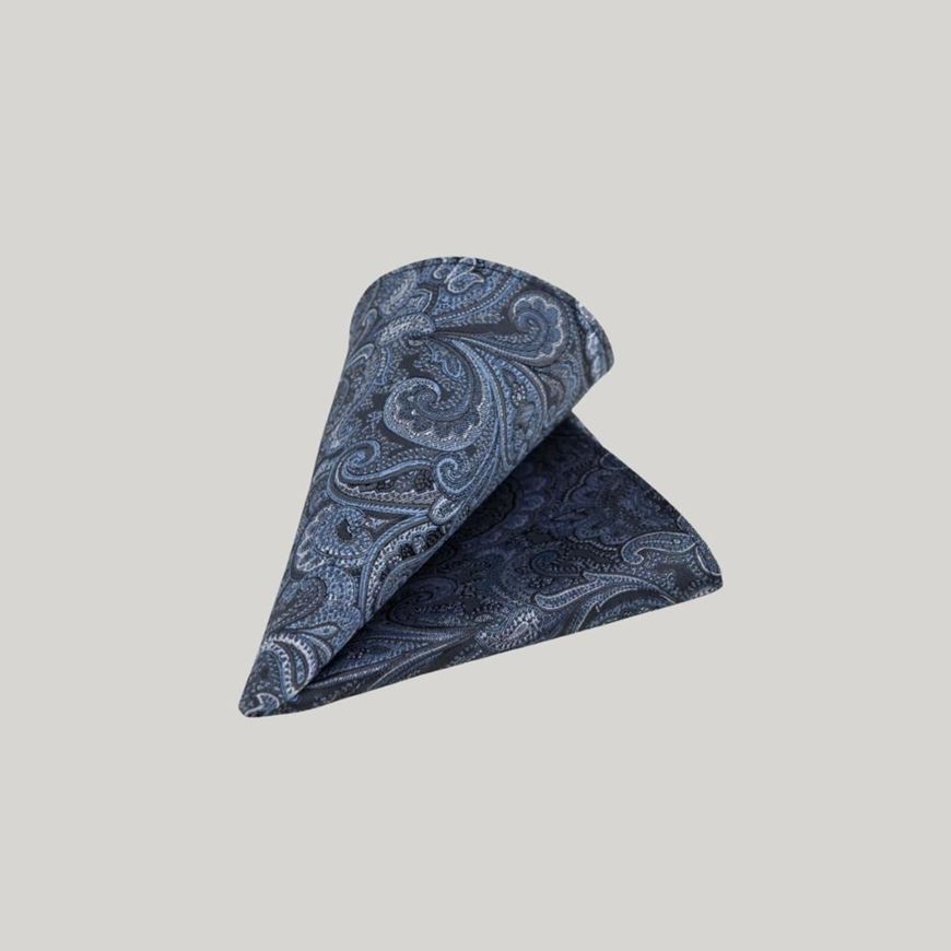 Foto de Pañuelo de bolsillo estampado paisley tonos azules Lino Clemente