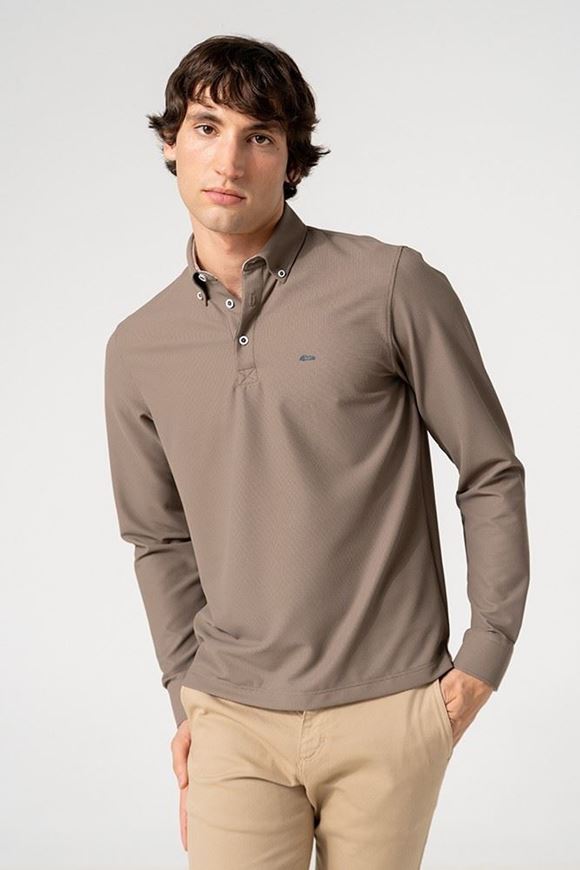 Foto de Polo de manga larga microestructura visón Darío Beltrán