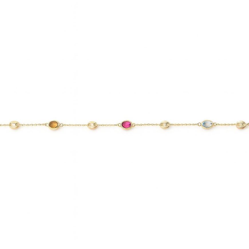 Picture of Pulsera oro amarillo 18 kt con circonitas color y calabrote