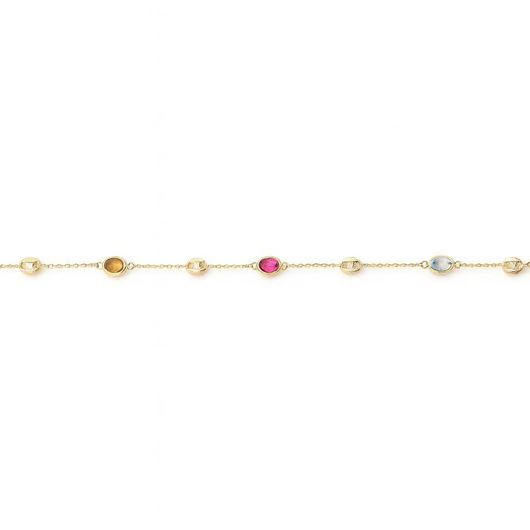 Foto de Pulsera oro amarillo 18 kt con circonitas de color y calabrote