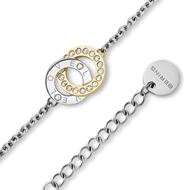 Foto de Set de Reloj Classic bicolor 24mm malla milanesa plateada y pulsera de acero con circonitas