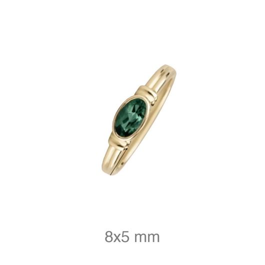 Foto de Anillo de plata con baño de oro amarillo y piedra verde oval