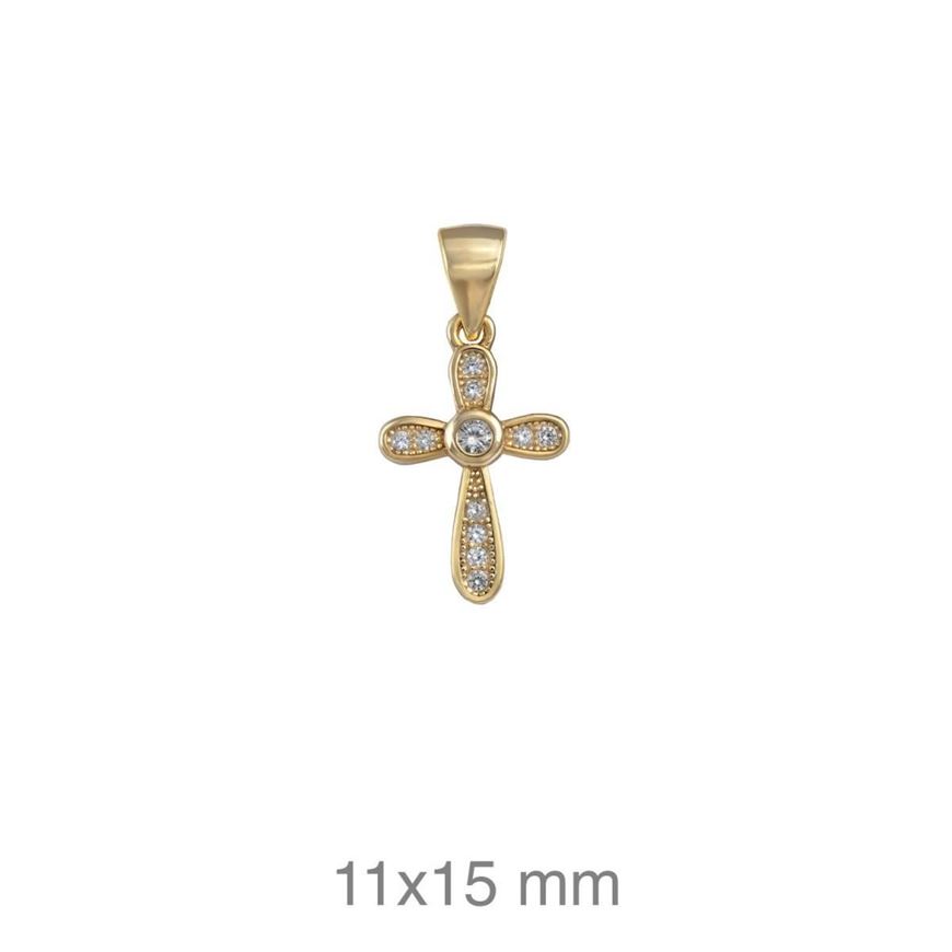 Foto de Cruz plata baño oro con circonitas