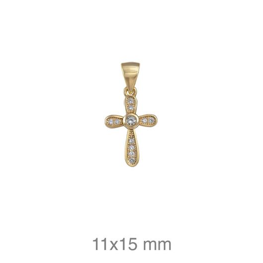 Foto de Cruz plata baño oro con circonitas