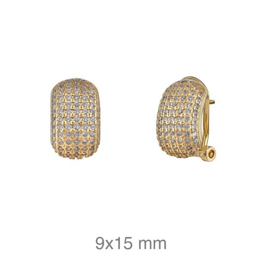 Foto de Pendientes plata baño oro con circonitas y cierre omega