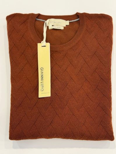 Foto de Jersey rombos mezcla de lana color teja
