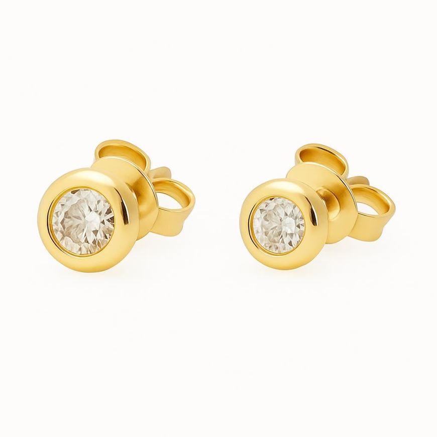 Foto de Pendientes punto de luz en oro amarillo 18 kt con dos brillantes 0,16 ct
