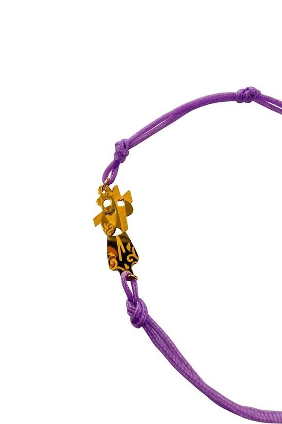 Foto de Pulsera Jesús Nazareno de Xàbia en Oro Amarillo 18kt nylon lavanda