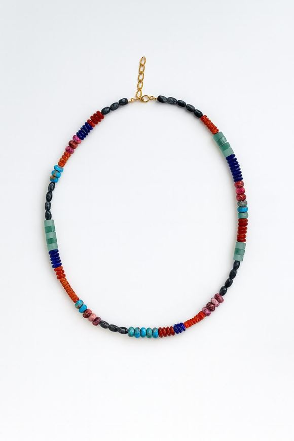 Foto de Collar piedras naturales Jaspe Rojo, Lapislázuli, Regalitas, Aventurinas y Cornalinas