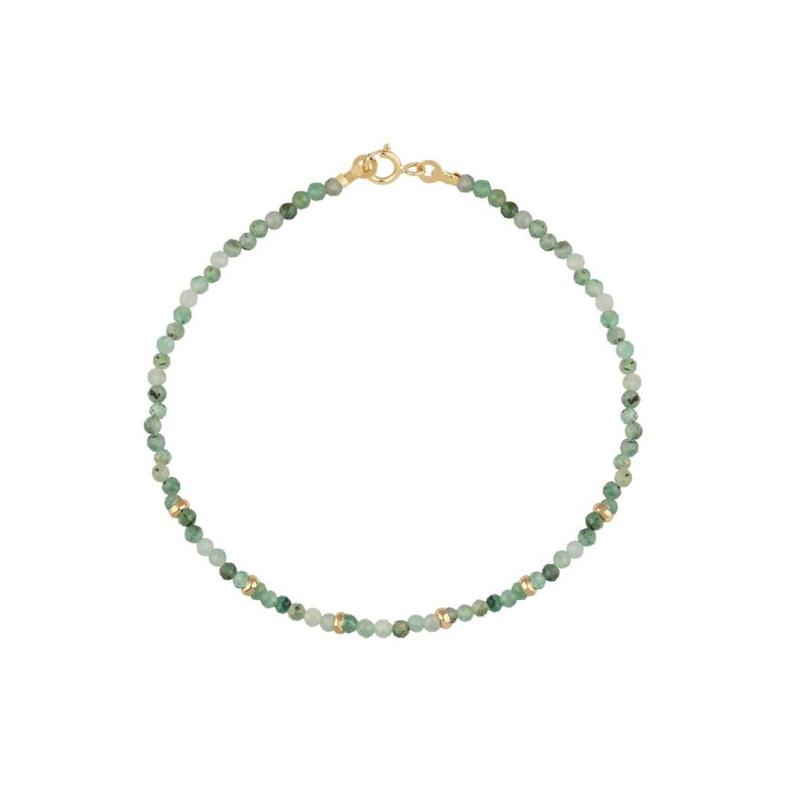 Foto de Pulsera Chic cuentas esmeraldas en oro amarillo 18kt 18cm