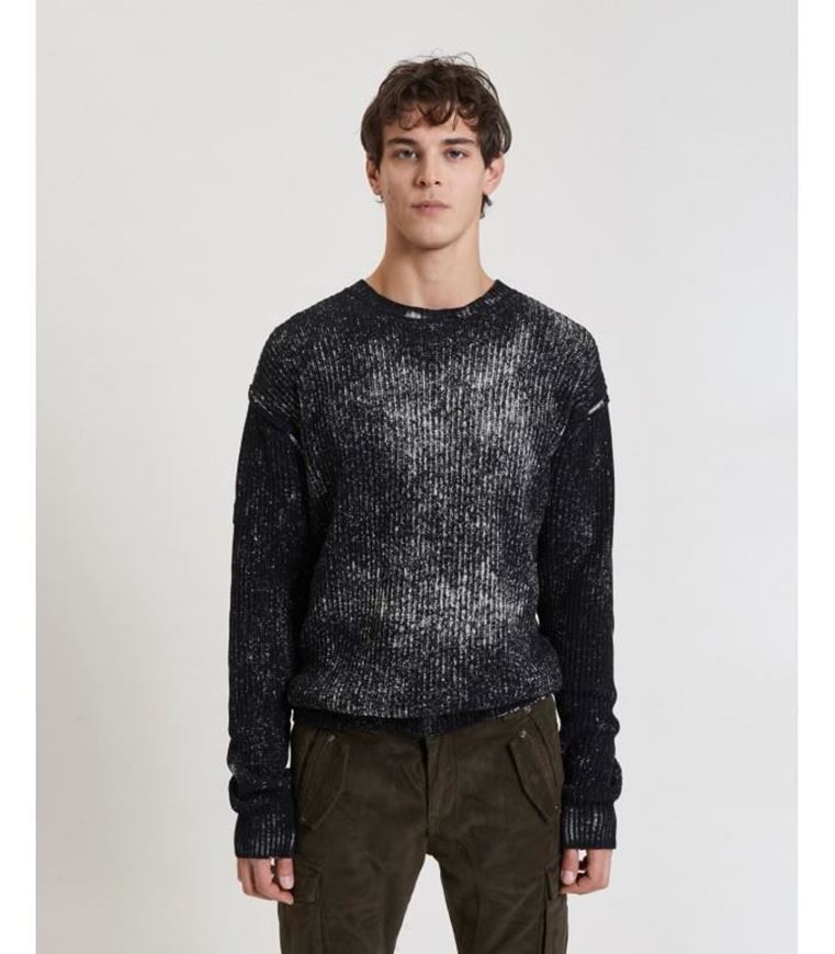 Foto de Jersey cuello redondo con efecto desgastado Black