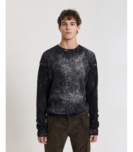 Foto de Jersey cuello redondo con efecto desgastado Black