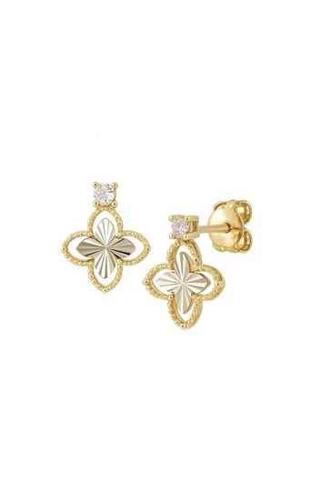 Foto de Pendientes flor de oro amarillo 18kt y circonitas blancas