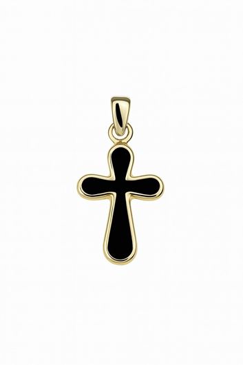 Foto de Cruz de oro amarillo 18kt y esmalte negro