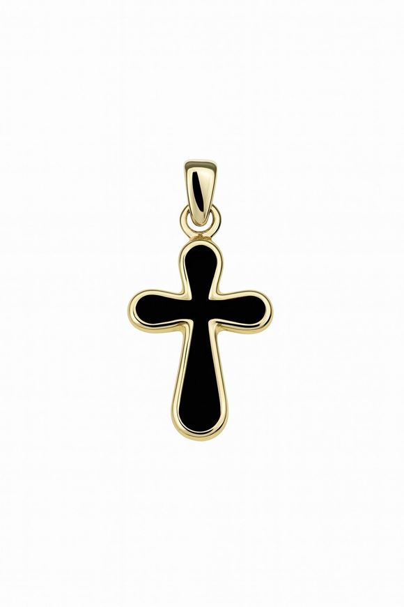 Foto de Cruz de oro amarillo 18kt y esmalte negro