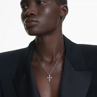 Foto de Colgante Insigne Talla redonda, Cruz, Blanco, Baño de rodio