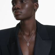 Foto de Colgante Insigne Talla redonda, Cruz, Blanco, Baño de rodio