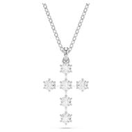 Foto de Colgante Insigne Talla redonda, Cruz, Blanco, Baño de rodio