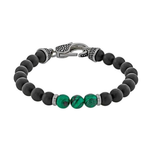 Foto de Pulsera de acero, malaquitas y onix