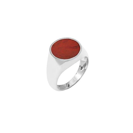 Picture of Sello de plata rodiada con Jaspe Rojo redondo