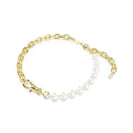 Foto de Collar Idyllia, Perla de cristal, Blanco, Baño tono oro