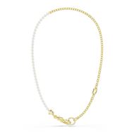 Foto de Collar Idyllia, Perla de cristal, Blanco, Baño tono oro