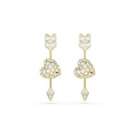 Foto de Pendientes Idyllia, Tallas mixtas, Corazón con flecha, Blancos, Baño tono oro
