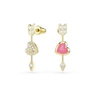 Foto de Pendientes Idyllia, Tallas mixtas, Corazón con flecha, Blancos, Baño tono oro