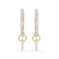 Foto de Pendientes de aro Dextera, Talla redonda, Blancos, Baño tono oro