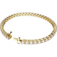 Foto de Pulsera Matrix Tennis, Talla redonda, Blanca, Baño tono oro, Talla L