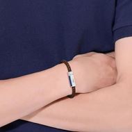 Foto de Pulsera Rokel Lacoste cuero trenzado marrón