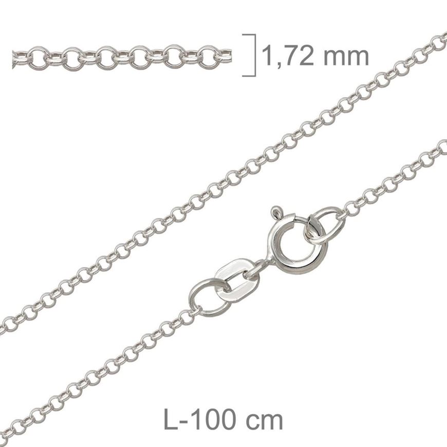 Foto de Cadena de plata rolo diamantada 100cm x 1,7mm
