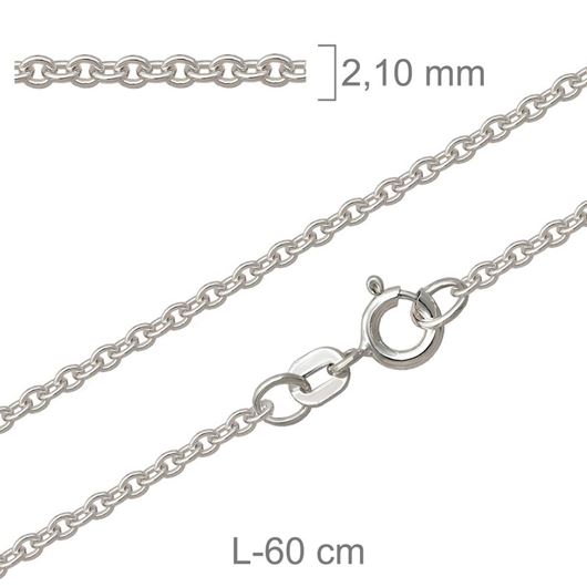Foto de Cadena de plata forzada redonda 60cm x 2,1mm