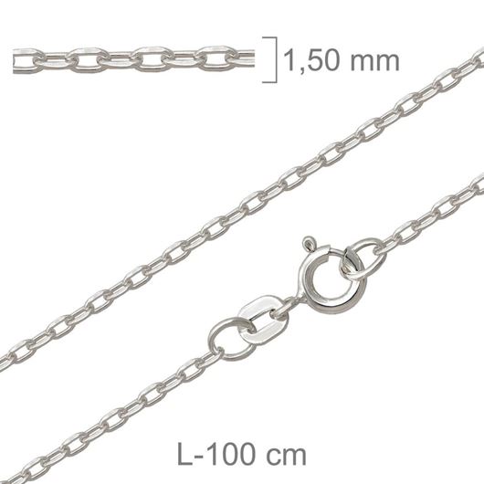 Foto de Cadena de plata forzada lapidada 100cm x 1,5mm