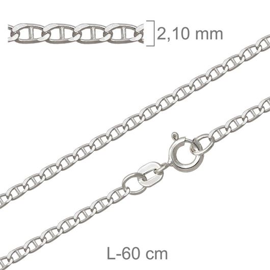 Foto de Cadena de plata eslabón ancla 60cm x 2,1mm
