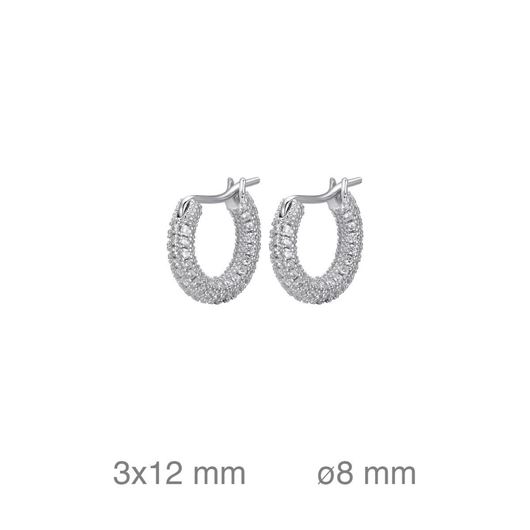 Foto de Pendientes de aro plata baño rodio con circonitas