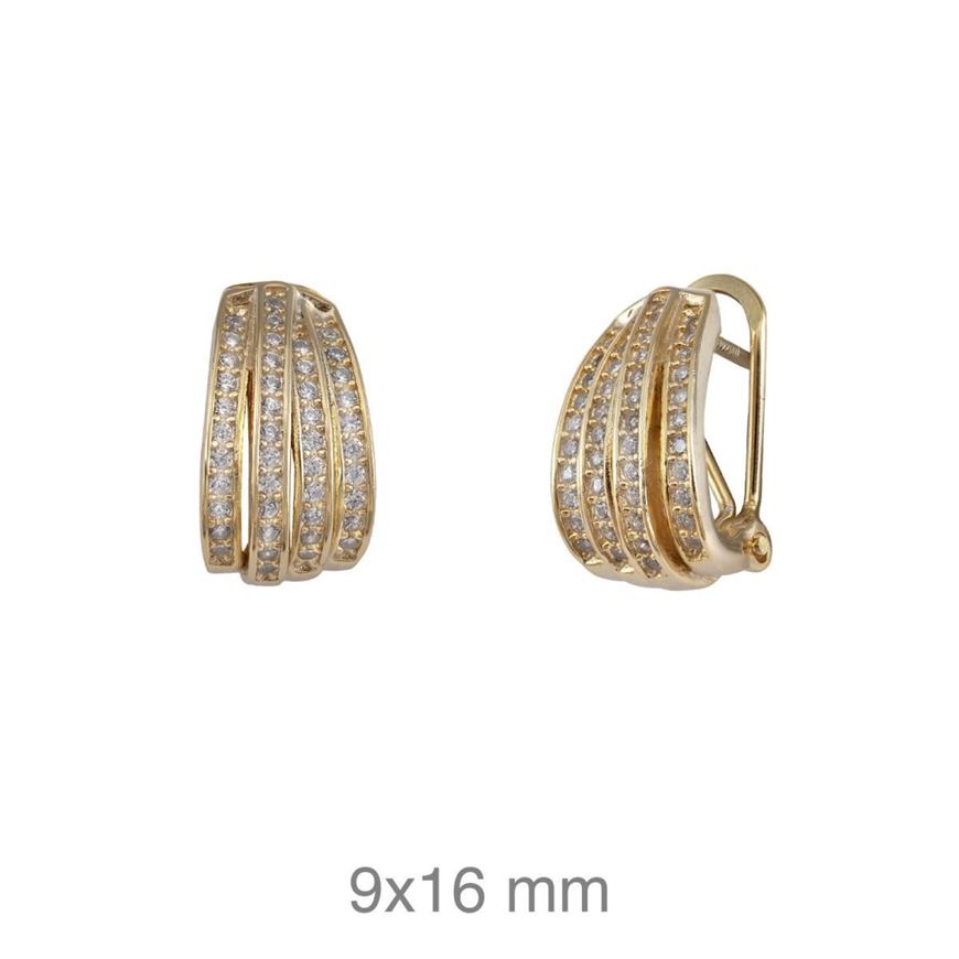 Foto de Pendientes de plata baño oro con circonitas cierre omega