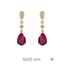 Foto de Pendientes de plata baño oro circonitas color rubí