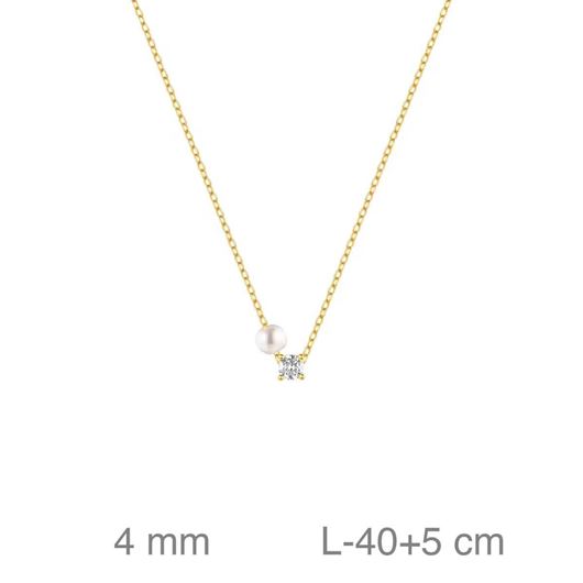 Foto de Gargantilla plata baño oro perla y circonita