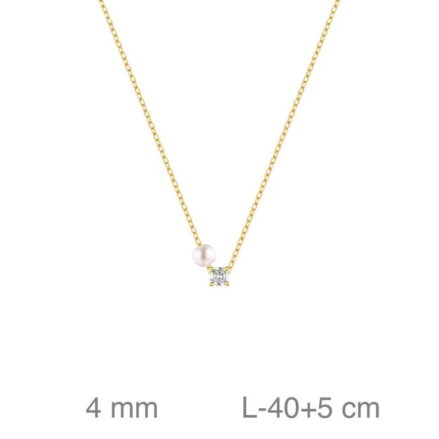 Foto de Gargantilla plata baño oro perla y circonita